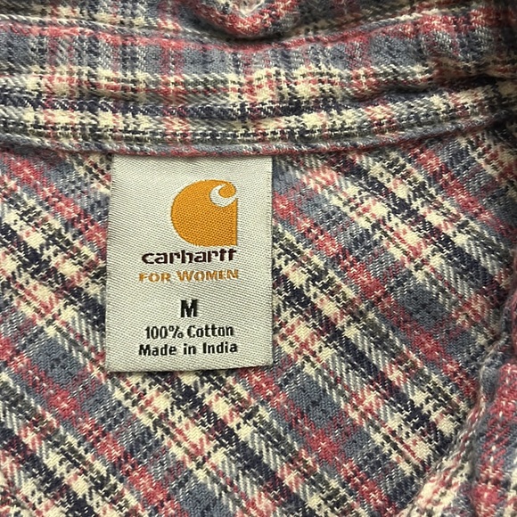Carhartt women’s cotton flannel plaid button down medium - Picture 3 of 6